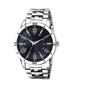 Men's Business Casual Analog Watch with Roman Numerals and Durable Steel Strap