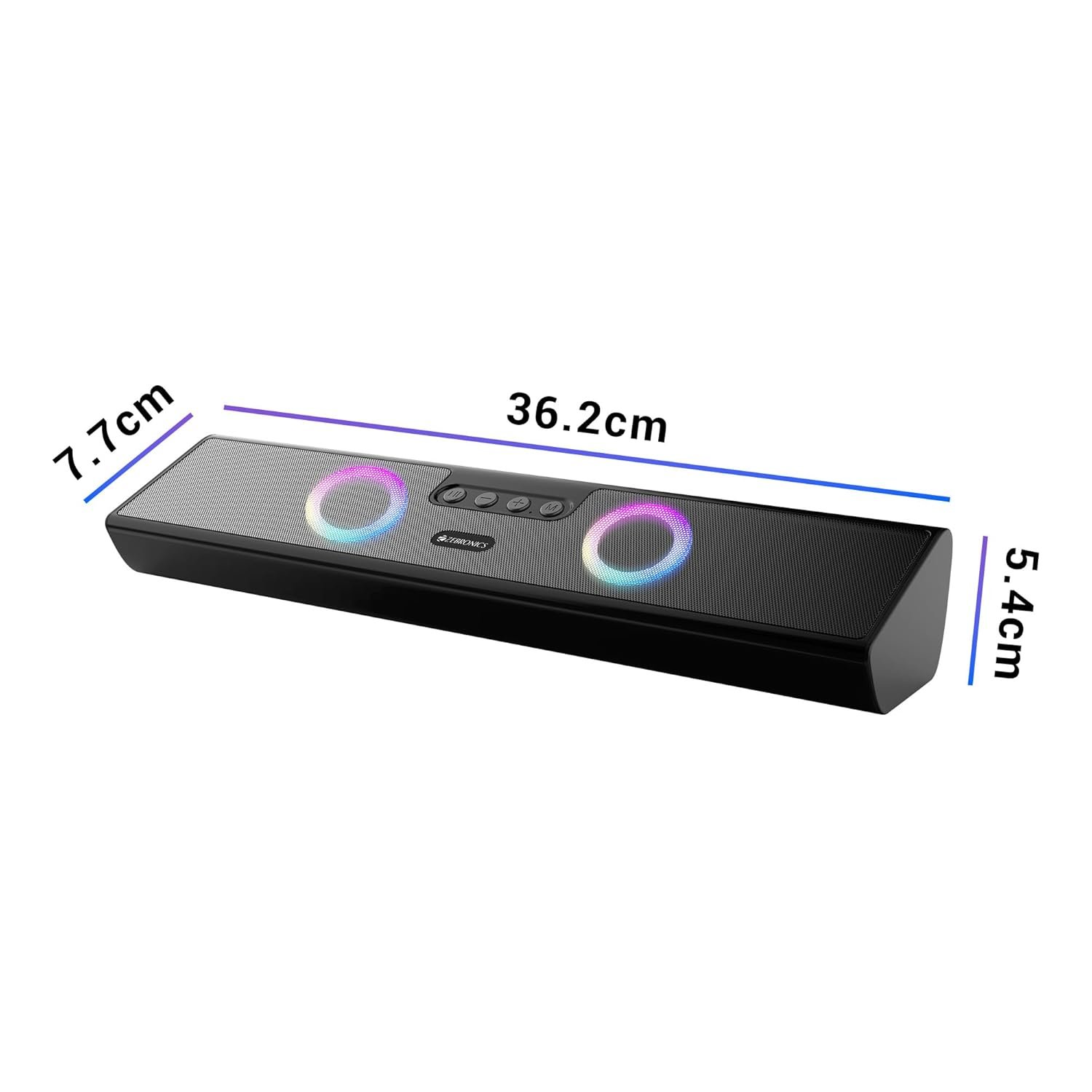 ZEBRONICS Astra 35, Portable Bluetooth Speaker, 16 Watts, Upto 8h Backup, Dual Drivers + Dual Passive Radiators, Call Function, Bluetooth v5.3 | USB | mSD| AUX, TWS, RGB LED - Image 2