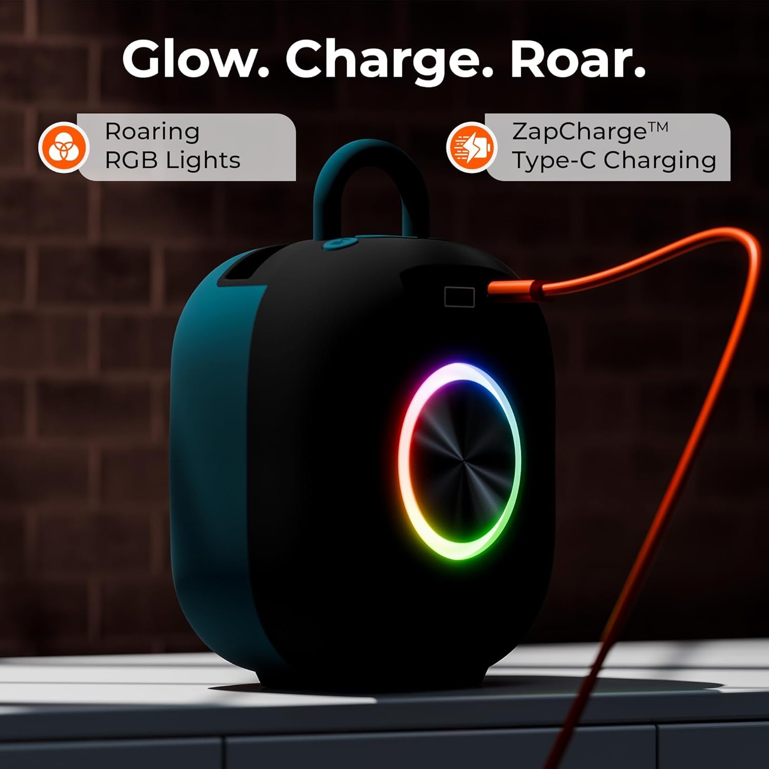Roar 12 Portable Bluetooth Speaker, 12W Deep Bass, 8H Playtime, Type-C Fast Charging, BT v5.3, TWS Stereo Pairing, FM Radio, USB/SD Card, Handsfree with Built-in Mic (Onyx Blue) - Image 7