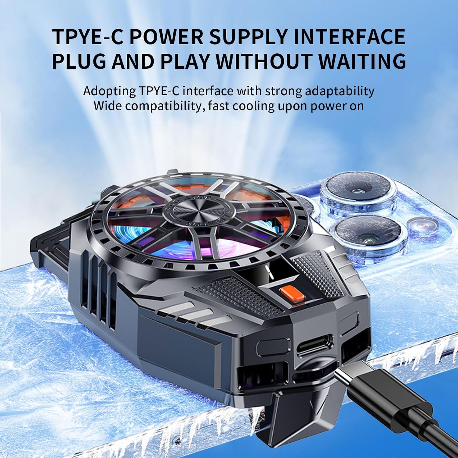 STRIFF Mobile Cooling Pad |Mobile Cooler | Gaming Fan | For Instant Cooling Advanced Refrigeration Chip & LED Temperature Display Compatible For Android And Iphones - (Black) - Image 6