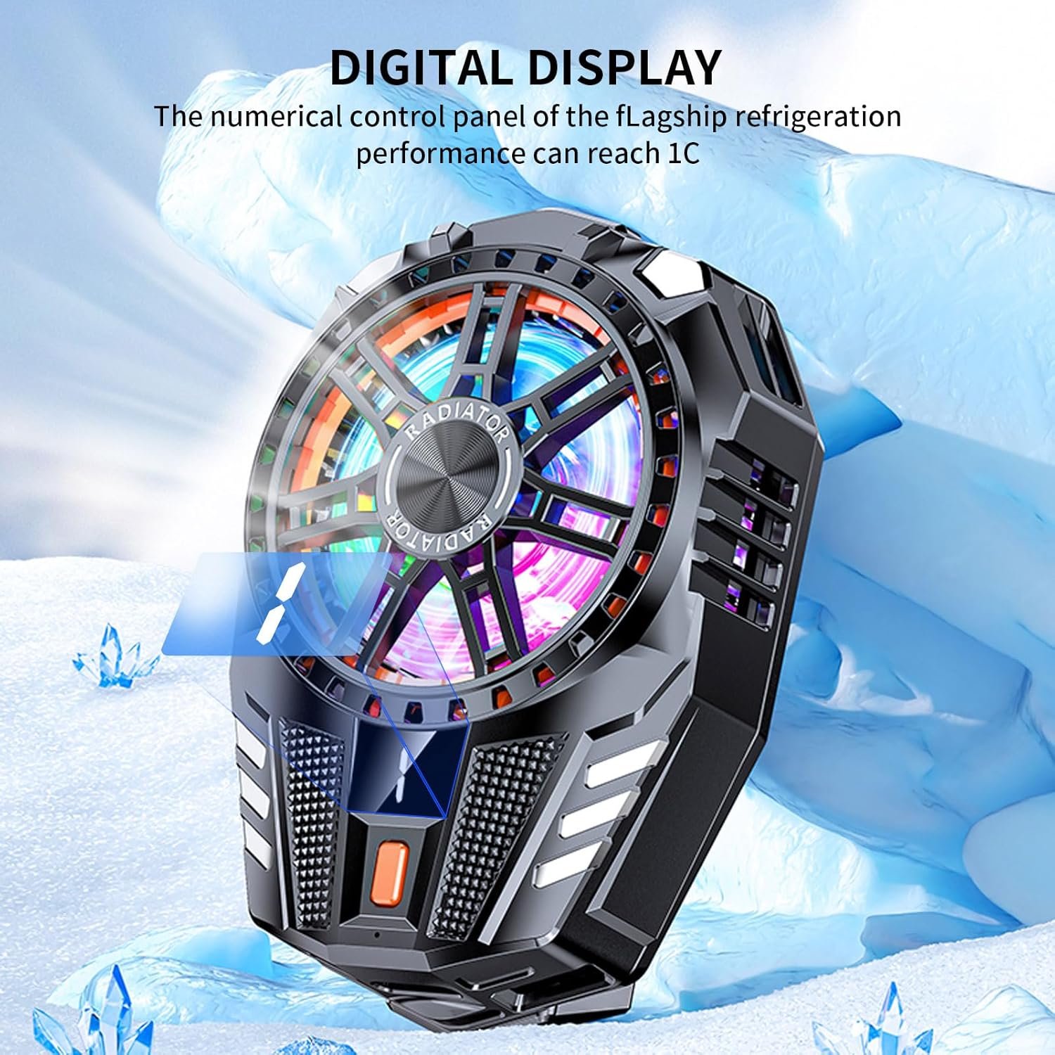 STRIFF Mobile Cooling Pad |Mobile Cooler | Gaming Fan | For Instant Cooling Advanced Refrigeration Chip & LED Temperature Display Compatible For Android And Iphones - (Black) - Image 4